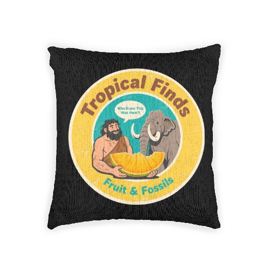 Caveman Mammoth Retro Ancient Fruit Discovery Woven Pillows