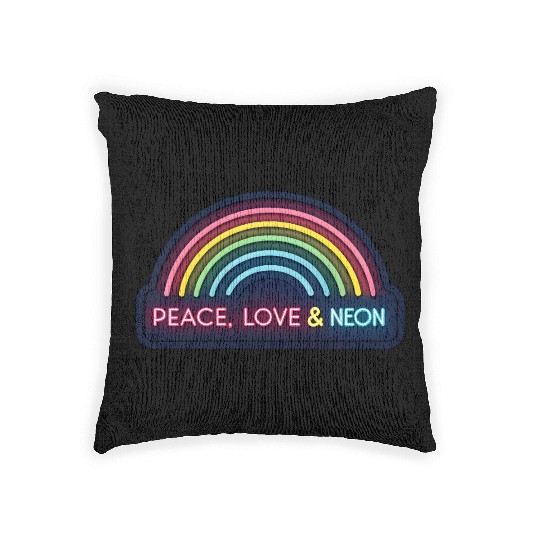 Peace Love Neon Rainbow 70s Woven Pillows