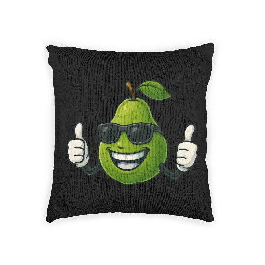 Cute cartoon pear guava fruit summer joy Woven Pillows