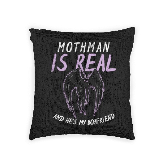 Mothman Is My Boyfriend For Cryptid Lover Woven Pillows