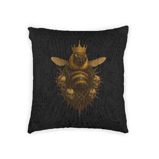 Queen Bee - Gothic Insect Ruler Woven Pillows