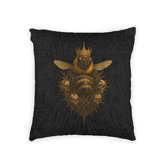 Queen Bee - Gothic Insect Ruler Woven Pillows