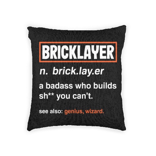 Bricklayer Definition Genius Wizard Humor Woven Pillows