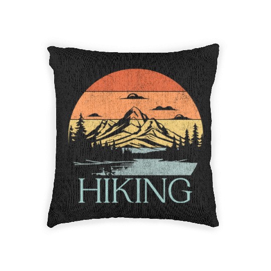 Hiking Design . Adventure Awaits . Outdoor Nature Woven Pillows