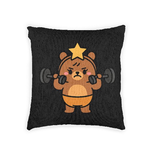 Built Different Bear Quirky Workout Character Woven Pillows