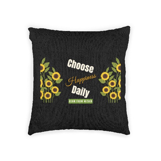 Choose Happiness Sunflower - Daily Positivity Woven Pillows