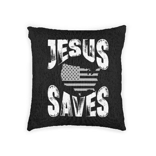 jesus saves usa Woven Pillows