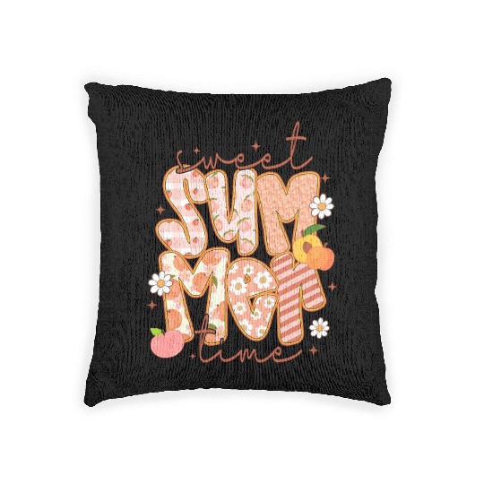 Sweet Summer Time Preppy Peach Woven Pillows