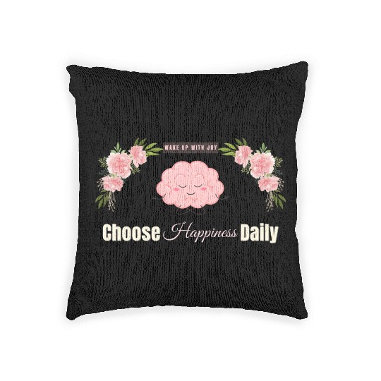 Choose Happiness Brain Design - Mental Wellness Woven Pillows