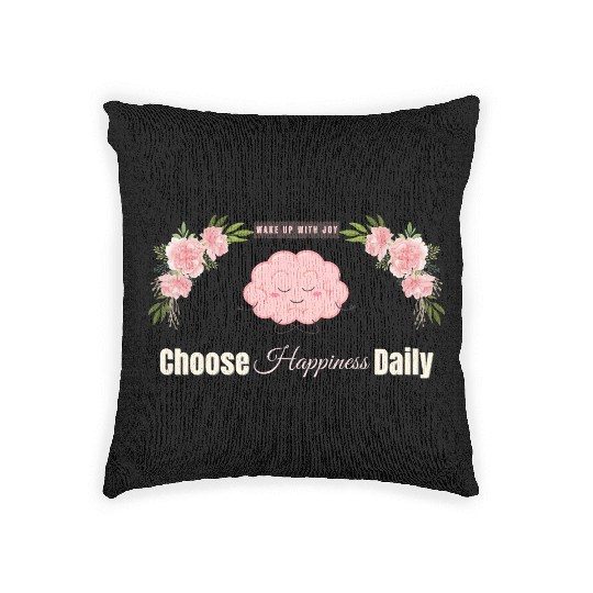 Choose Happiness Brain Design - Mental Wellness Woven Pillows