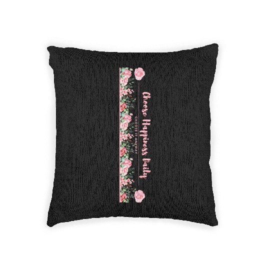 Choose Happiness Quote Design - Vertical Floral Woven Pillows