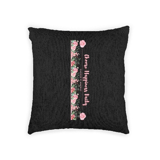 Choose Happiness Quote Design - Vertical Floral Woven Pillows