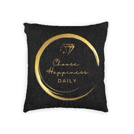 Choose Happiness Luxury Design - Gold Empowerment Woven Pillows