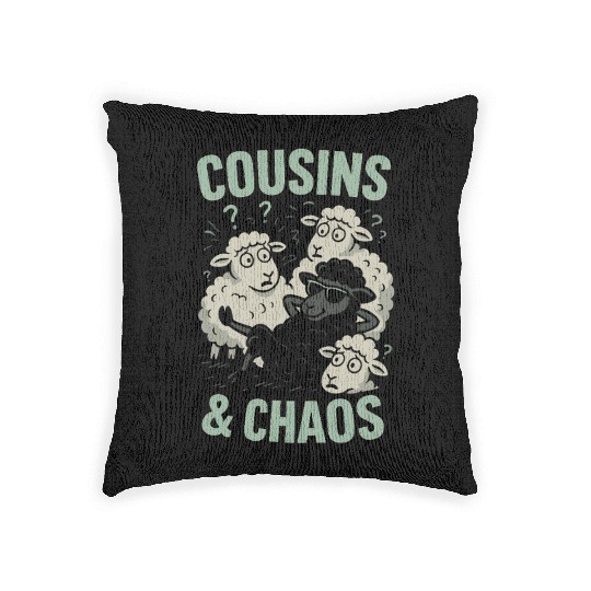 Funny Black Sheep Cousin Quirky Family Outcast Woven Pillows