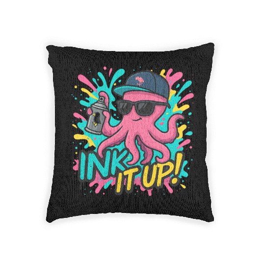 Ink It Up – Cool Graffiti Octopus Street Art Desig Woven Pillows
