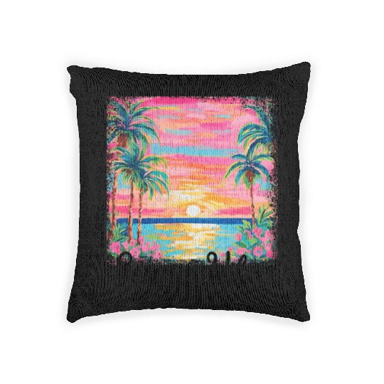 Summer Vibe Preppy Beach Woven Pillows