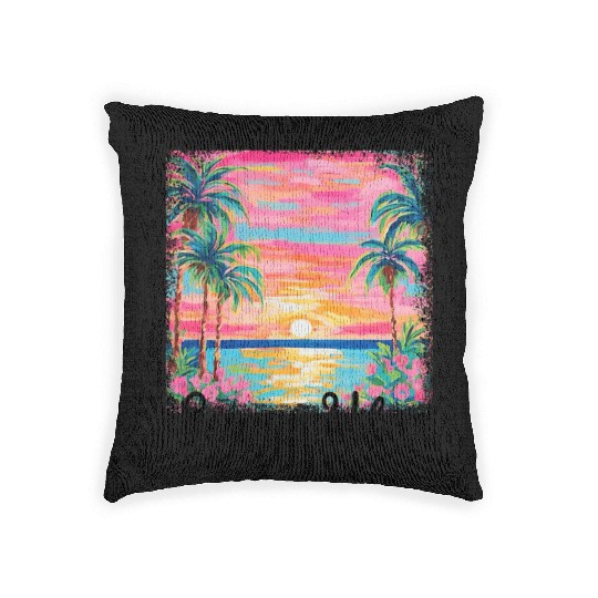 Summer Vibe Preppy Beach Woven Pillows