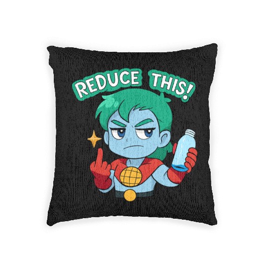 Chibi Style Captain Planet Reduce This!Design Woven Pillows