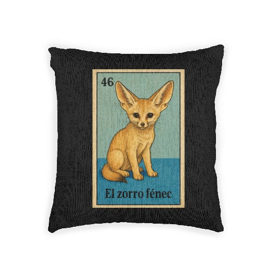 EL ZORRO FÉNEC - THE FENNEC FOX - LA LOTERÍA Woven Pillows