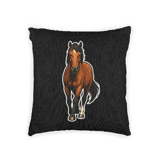 Realistic Brown Horse – Majestic Horse Woven Pillows