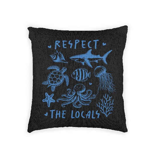 Beach Vacation Respect the locals Woven Pillows