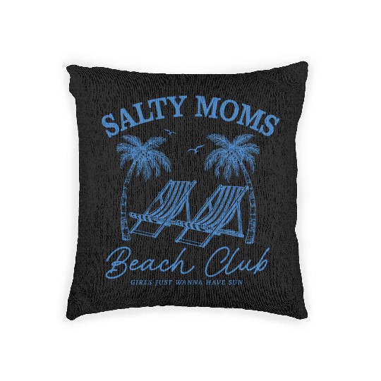 Beach Vacation Salty Moms Beach Woven Pillows