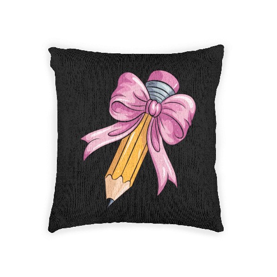 Teacher Coquette Bow Pencil Bow Woven Pillows
