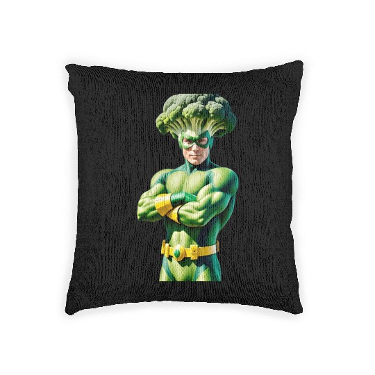 Broccoli Superhero Woven Pillows