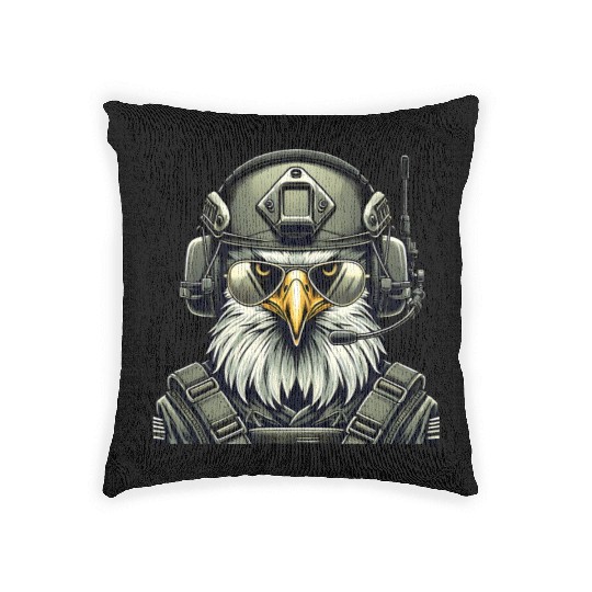 Military Eagle In Mission Woven Pillows