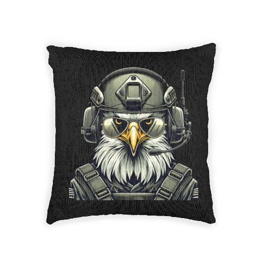 Military Eagle In Mission Woven Pillows