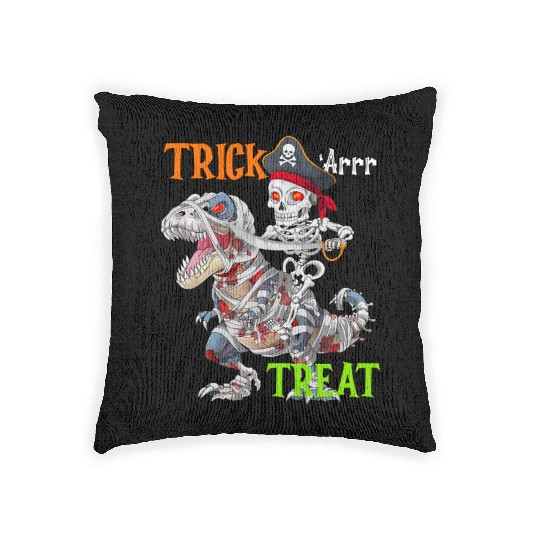 Halloween Mummy T rex Pirate Skeleton Trick Treat Woven Pillows