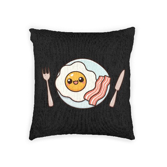Whimsical Sunny Side Fried Egg Design Woven Pillows