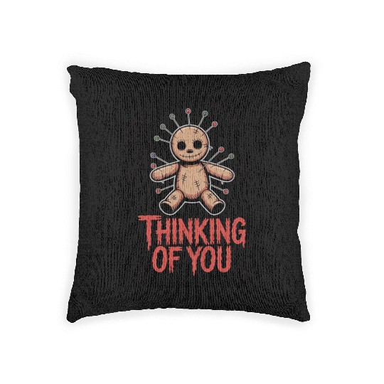 Voodoo Doll Humor – Thinking of You Dark Sarcastic Woven Pillows