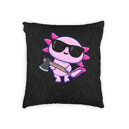 Ax-olotl Funny Animal Axolotl Pun Woven Pillows