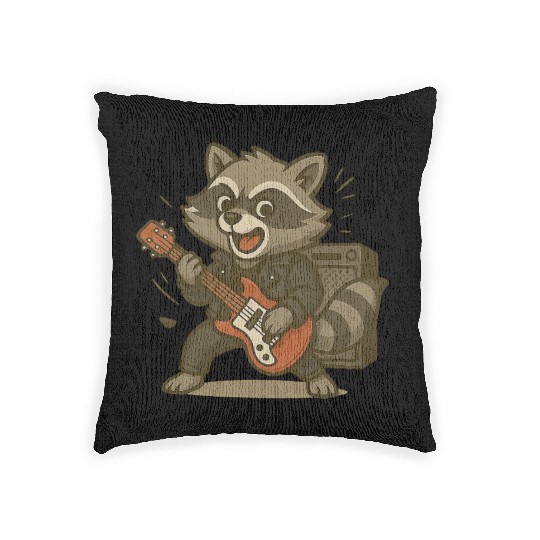 Electric Guitar Vibes – Rocking Raccoon Woven Pillows