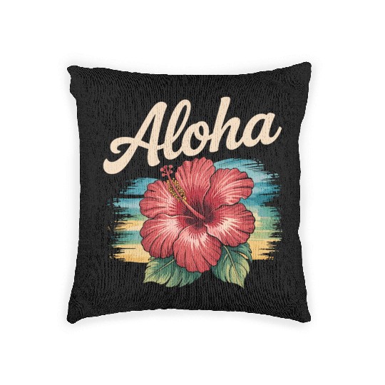 Hawaiian Aloha Hibiscus Flower Woven Pillows