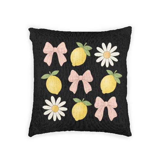 Lemon Bow Summer Vacation Woven Pillows
