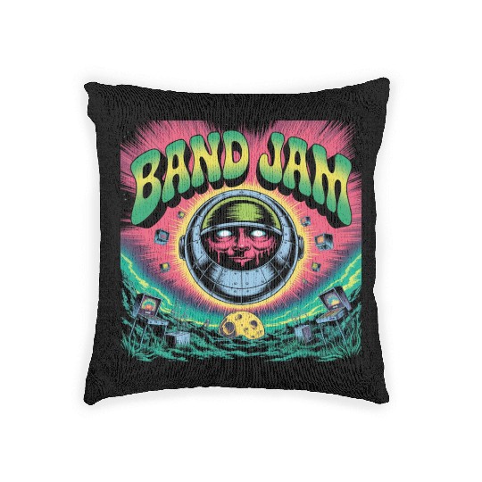 Psychedelic Band Jam Poster with Mechanical Woven Pillows