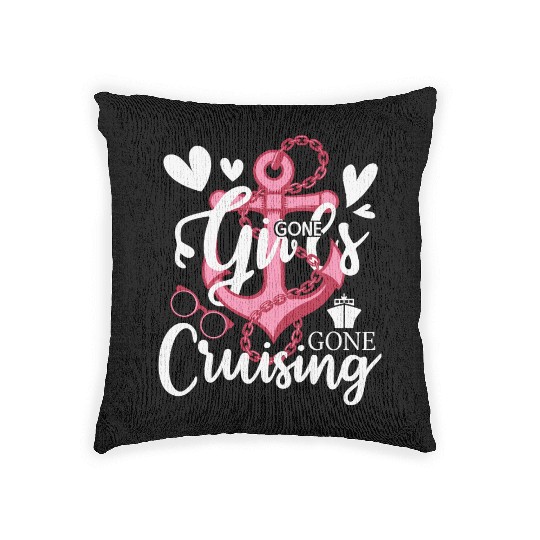 Girls Gone Cruising Pink Cruise Ship Woven Pillows