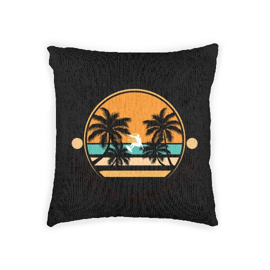 Sunset Swing with Palm Silhouette Woven Pillows