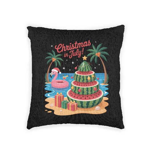 Christmas In July Watermelon Xmas Tree Santa Woven Pillows