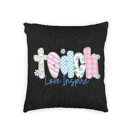 Preppy Teacher Teach Love Inspire Woven Pillows