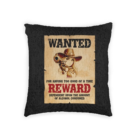Wanted Cowgirl Reward Poster Woven Pillows