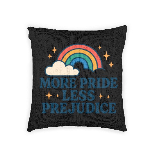 More Pride Less Prejudice Rainbow Pride Month LGBT Woven Pillows
