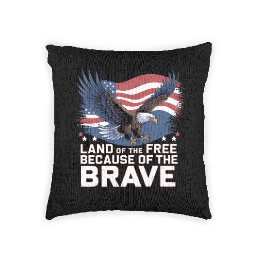 Land of the Free Because of the Brave Woven Pillows