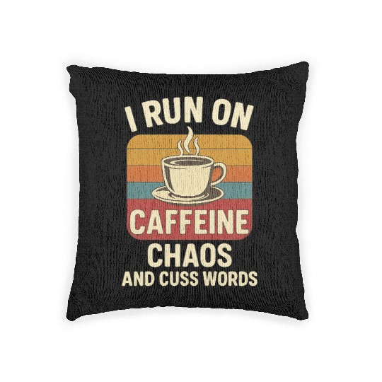 Caffeine Chaos Retro Design Woven Pillows