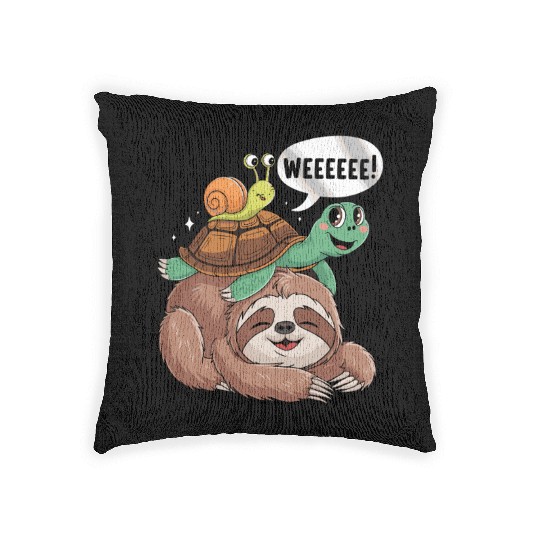 Weeeeee! Sloth Turtle Snail Fun Woven Pillows