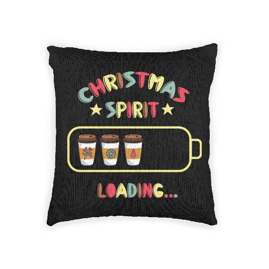 Christmas Spirit Loading X mas Coffee Woven Pillows