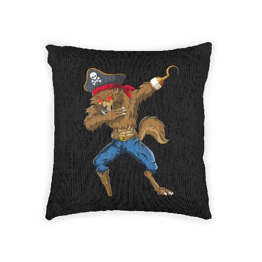 Dabbing Werewolf Pirate Halloween Pirate Woven Pillows