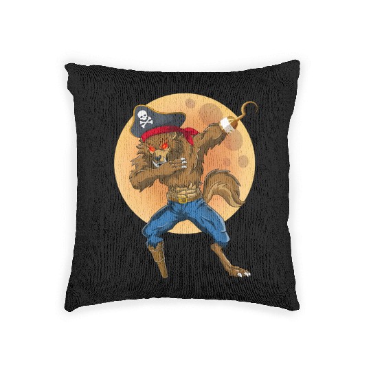 Dabbing Werewolf Pirate Halloween Pirate Woven Pillows
